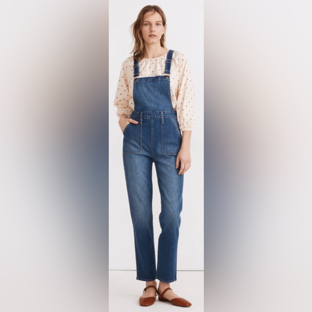 Madewell Denim Overalls #MC466 Stovepipe Overalls Cosman Wash Size XXS